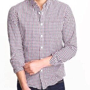 J. Crew Blue Red White Plaid Slim Long Sleeve Collared Shirt Men Size L NWOT